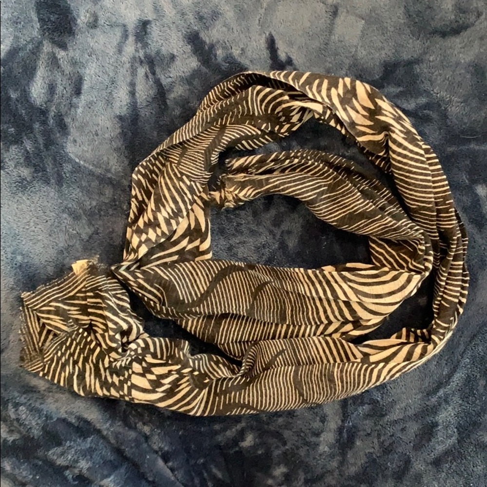 BCBG Black/Grey Striped Scarf